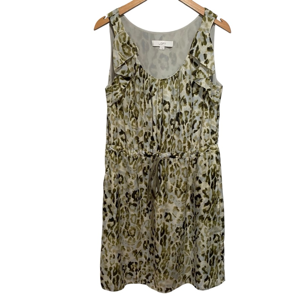 LOFT Women's Green‎ Animal Print Midi Dress Size 8